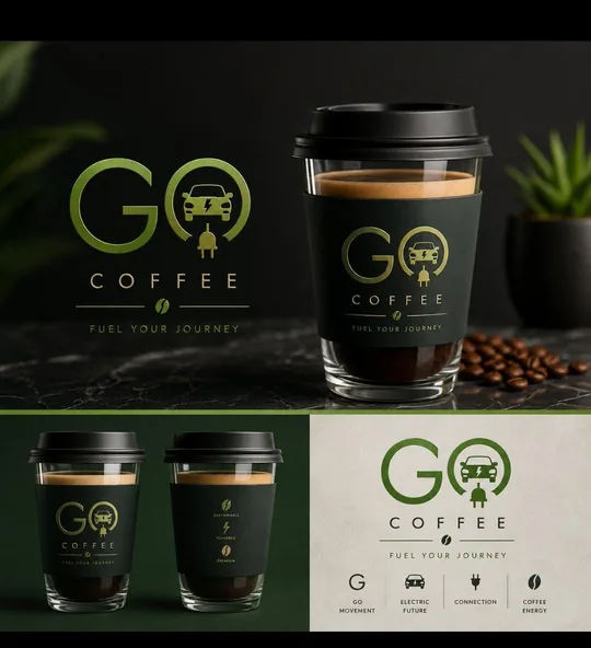 GO Coffee cups with the GO logo and the line Fuel your journey