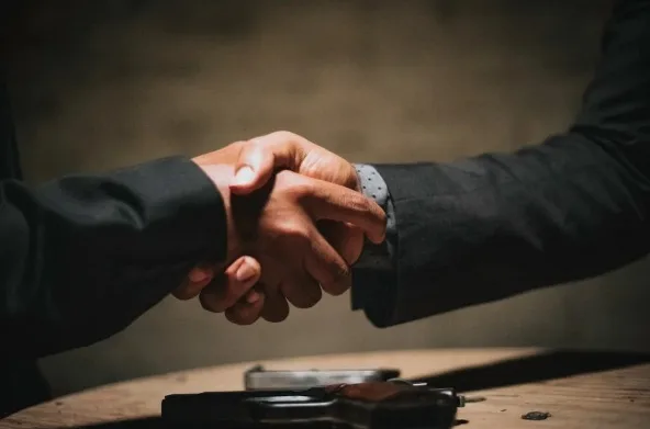 Two business people shaking hands